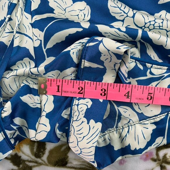 Maree Maree Sleep Set Womens L Blue White Floral Satin Tank & Shorts Loungewear - Picture 10 of 13